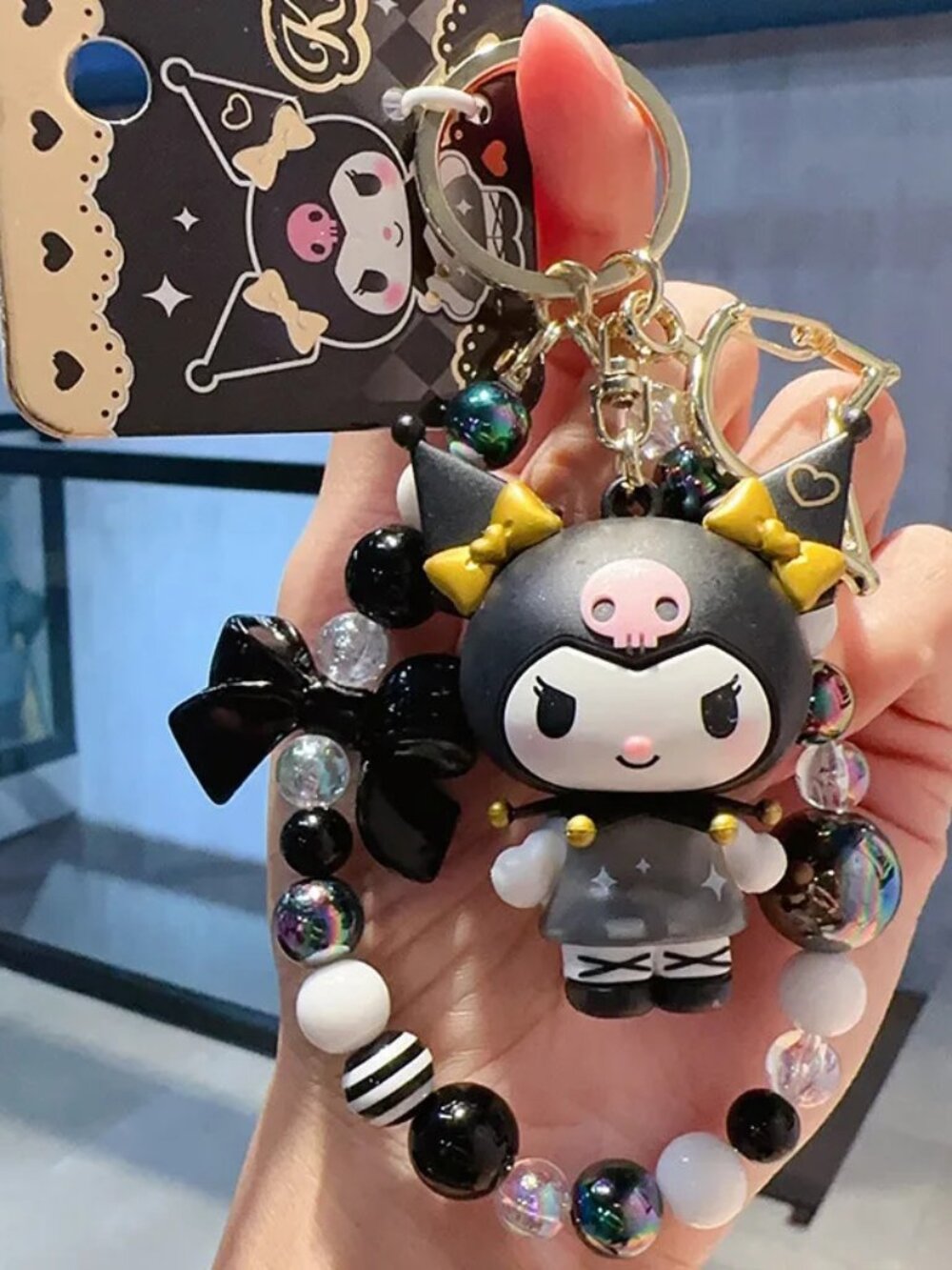 5/$20 Sanrio Kuromi Beaded Keychain Bracelet Bag Charm NWT